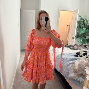 Floral Pink Dress flying tomato size small